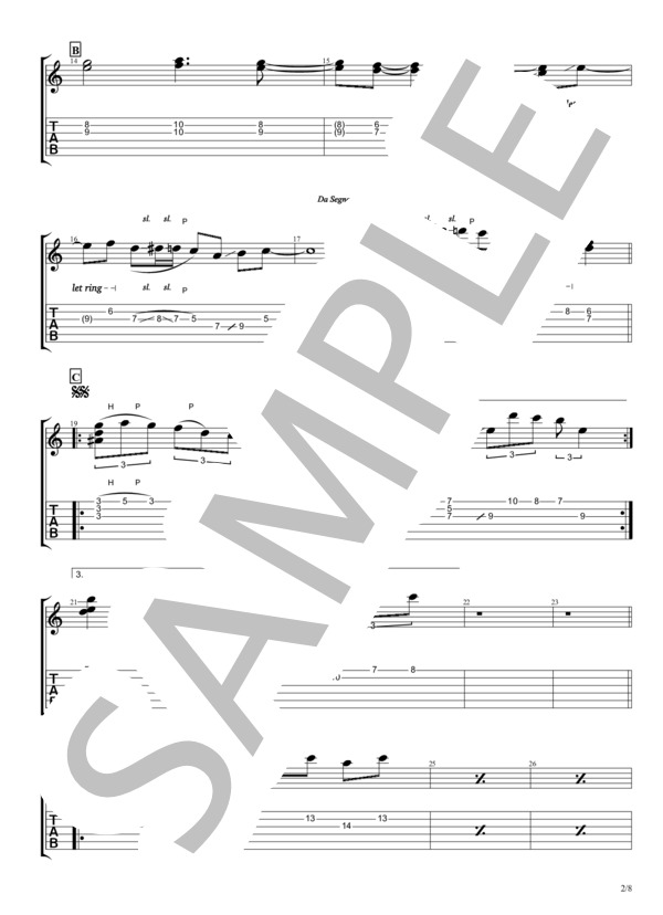 ICHIDAIJI【TAB譜】 /  ポルカドットスティングレイ / エレキギター 中〜上級 - サンプル譜面 2/5