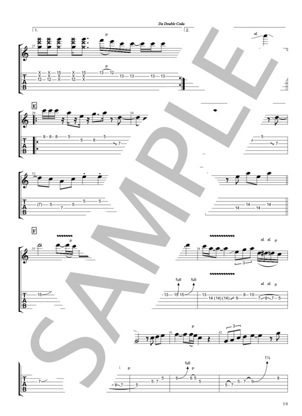 ICHIDAIJI【TAB譜】 /  ポルカドットスティングレイ / エレキギター 中〜上級 - サンプル譜面 3/5