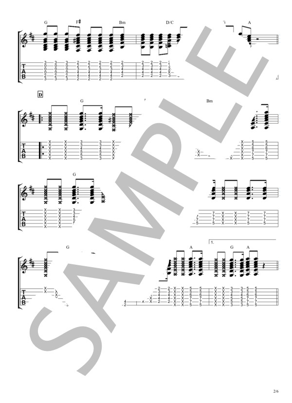 ラブラドール【TAB譜】 /  Chara / ギター弾き語り 初〜中級 - サンプル譜面 2/5