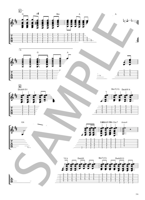 ラブラドール【TAB譜】 /  Chara / ギター弾き語り 初〜中級 - サンプル譜面 3/5