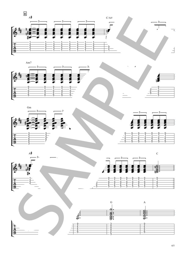 メリクリ【TAB譜】 /  BoA / ギター弾き語り 初〜中級 - サンプル譜面 4/5