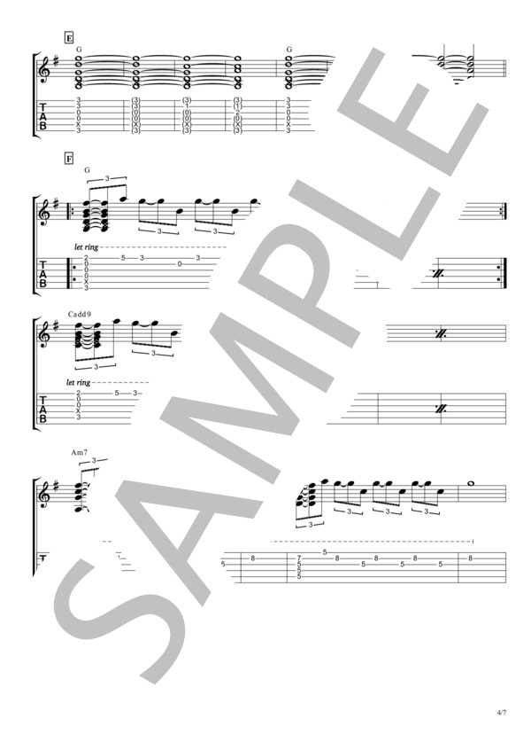 Horse Riding【TAB譜】 /  the HIATUS / ギター弾き語り 初〜中級 - サンプル譜面 4/5