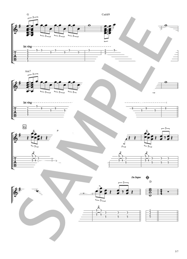 Horse Riding【TAB譜】 /  the HIATUS / ギター弾き語り 初〜中級 - サンプル譜面 5/5