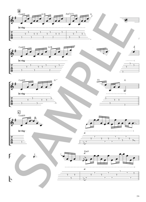 あなたを待つ物語【TAB譜】 /  jOnO / ギター弾き語り 初〜中級 - サンプル譜面 2/5