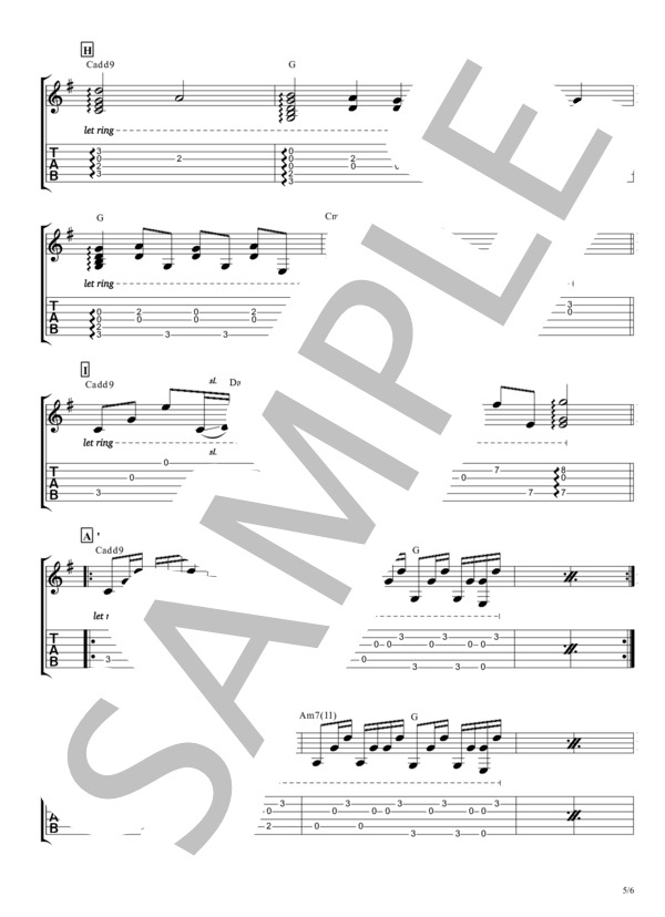 あなたを待つ物語【TAB譜】 /  jOnO / ギター弾き語り 初〜中級 - サンプル譜面 5/5