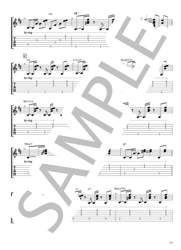 サマーヌード【TAB譜】 /  クラムボン / エレキギター 初級 - サンプル譜面 3/5