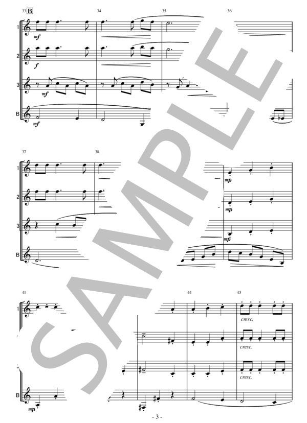 晴れた日に (クラリネット4重奏） (久石 譲) / 初〜中級 - サンプル譜面 3/5