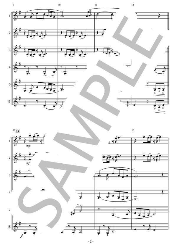 （クラリネット6重奏) やさしさに包まれたなら (荒井 由実) / アンサンブル木管 中級 - サンプル譜面 2/5