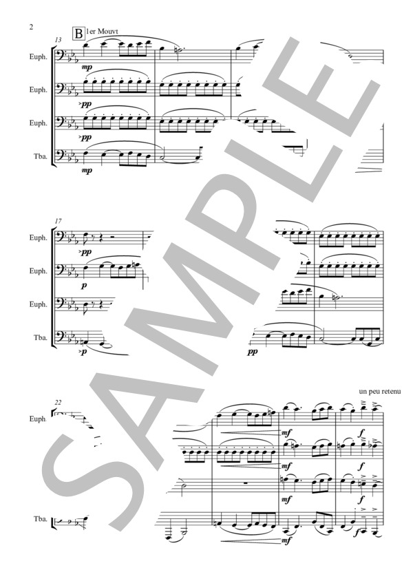 亡き王女のためのパヴァーヌ（ラヴェル）ユーフォニアムテューバ四重奏(3ep.1tuba) (モーリス・ラヴェル) / アンサンブル金管 上級 - サンプル譜面 2/5