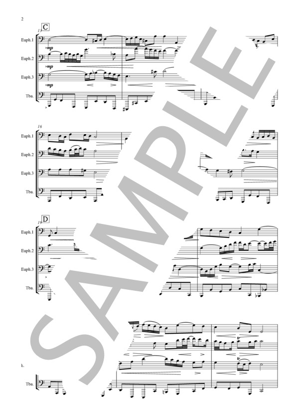 G線上のアリア(J.S.バッハ）ユーフォニアムテューバ四重奏(3Euph.or3Trb.1Tuba) (ヨハン・セバスチャン・バッハ) / アンサンブル金管 上級 - サンプル譜面 2/5