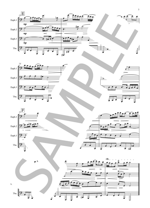 G線上のアリア(J.S.バッハ）ユーフォニアムテューバ四重奏(3Euph.or3Trb.1Tuba) (ヨハン・セバスチャン・バッハ) / アンサンブル金管 上級 - サンプル譜面 3/5