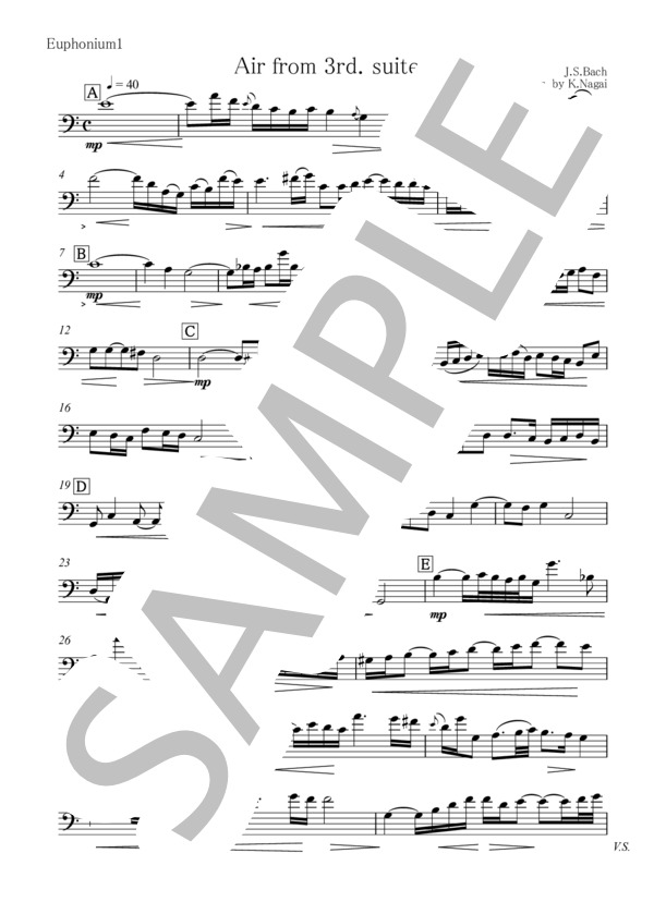 G線上のアリア(J.S.バッハ）ユーフォニアムテューバ四重奏(3Euph.or3Trb.1Tuba) (ヨハン・セバスチャン・バッハ) / アンサンブル金管 上級 - サンプル譜面 4/5