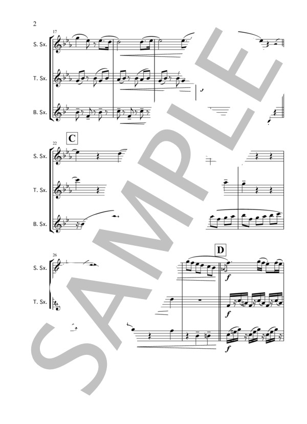 メヌエット（ベートーベンピアノソナタ第20番第二楽章）サキソフォン三重奏(S.SAX T.SAX BR.SAX) (ルートヴィヒ・ヴァン・ベートーヴェン) / アンサンブル木管 中級 - サンプル譜面 2/5