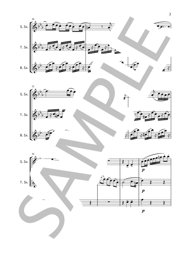メヌエット（ベートーベンピアノソナタ第20番第二楽章）サキソフォン三重奏(S.SAX T.SAX BR.SAX) (ルートヴィヒ・ヴァン・ベートーヴェン) / アンサンブル木管 中級 - サンプル譜面 3/5