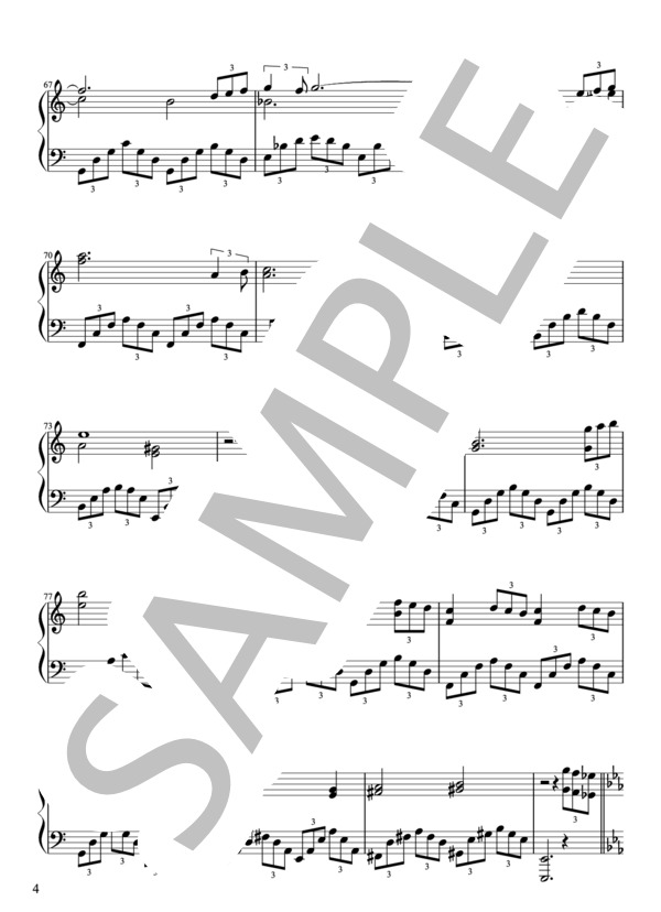 Never Again ピアノソロ ver. 昼顔～平日午後3時の恋人たち～ より 楽譜 (菅野 祐悟) / 中級 - サンプル譜面 4/5