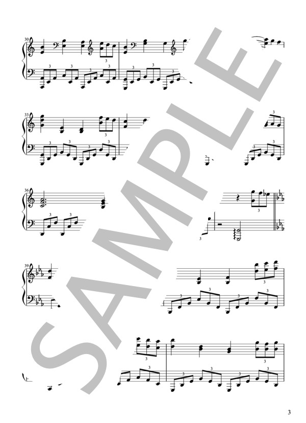 Never Again FEAT.青木カレン ピアノソロver. 昼顔～平日午後3時の恋人たち～ 楽譜 (菅野 祐悟) / 中級 - サンプル譜面 3/4