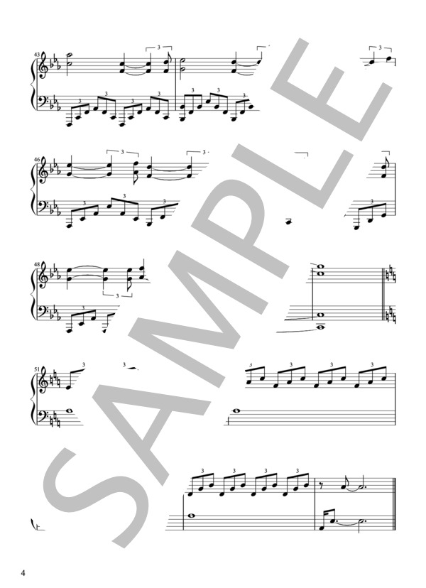 Never Again FEAT.青木カレン ピアノソロver. 昼顔～平日午後3時の恋人たち～ 楽譜 (菅野 祐悟) / 中級 - サンプル譜面 4/4