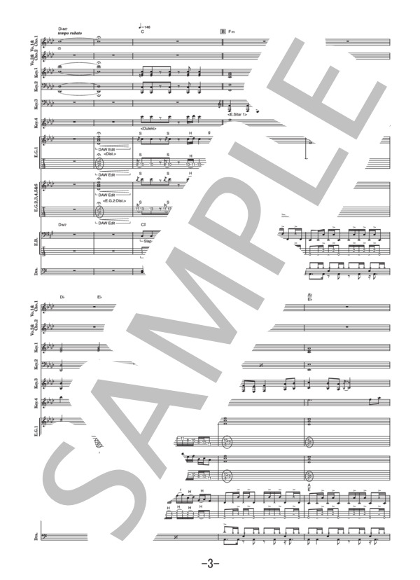 GOUNN  /  ももいろクローバーZ  (バンドスコア） / 中級 - サンプル譜面 3/5