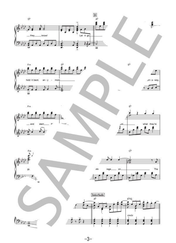 レット・イット・ゴー LET IT GO  /  イディナ・メンゼル  (ピアノソロ譜） / その他 - サンプル譜面 3/5