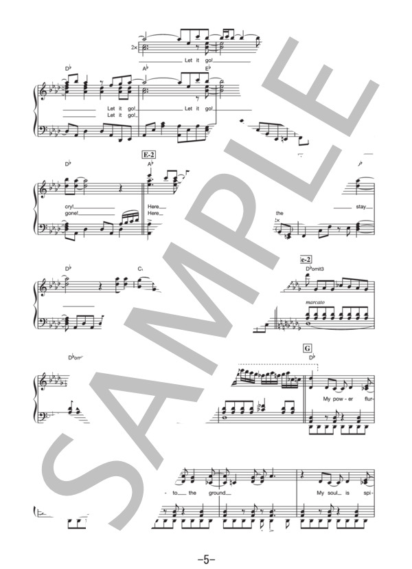 レット・イット・ゴー LET IT GO  /  イディナ・メンゼル  (ピアノソロ譜） / その他 - サンプル譜面 5/5