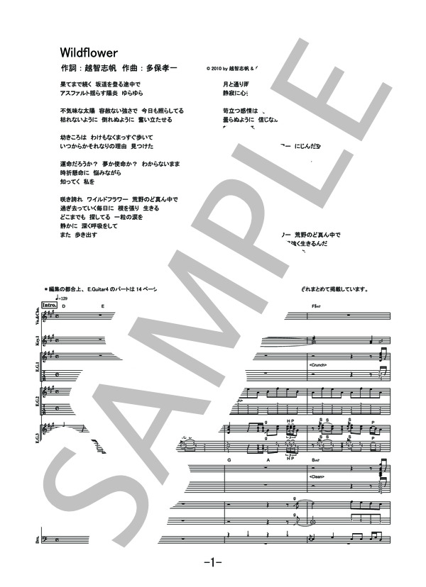 Wildflower  /  Superfly (バンドスコア） / 中級 - サンプル譜面 1/5