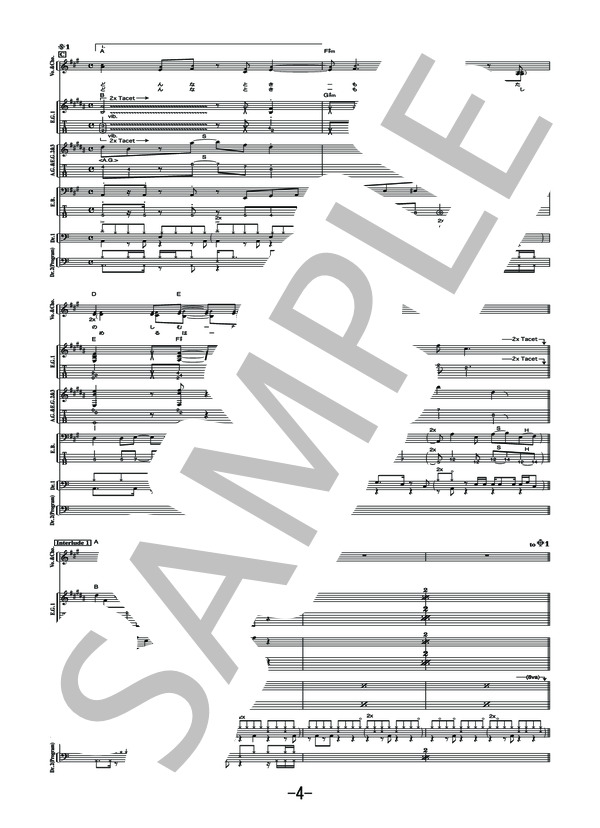 Samantha  /  木村カエラ (バンドスコア） (木村 カエラ) / 中級 - サンプル譜面 4/5