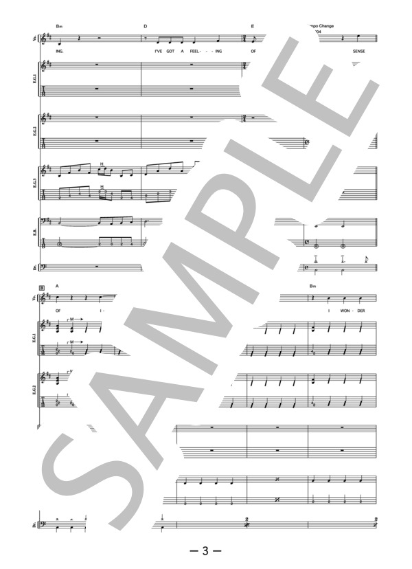 BED SPACE REQUIEM  /  BRAHMAN(バンドスコア） / 中級 - サンプル譜面 3/5