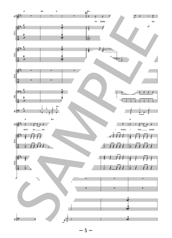 BED SPACE REQUIEM  /  BRAHMAN(バンドスコア） / 中級 - サンプル譜面 5/5