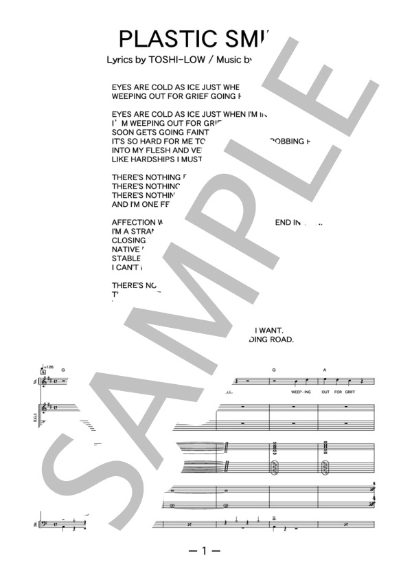 PLASTIC SMILE  /  BRAHMAN(バンドスコア） / 中級 - サンプル譜面 1/5