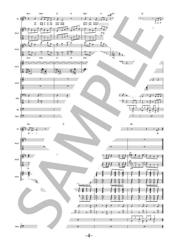 Your Song  /  LOVE PSYCHEDELICO (バンドスコア） / 中級 - サンプル譜面 4/5