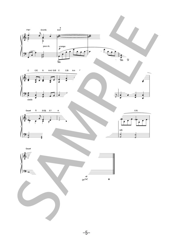 鉄道員Piano Ver.  /  坂本龍一 (ピアノソロ譜） (坂本 龍一) / 中級 - サンプル譜面 5/5