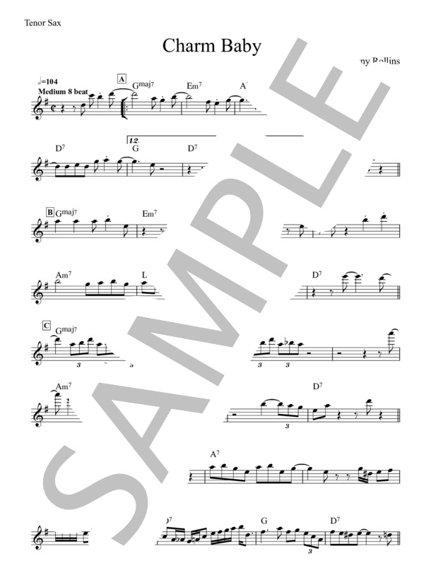 Charm Baby - Sonny Rollins(サックス用リードシート） (ソニー・ロリンズ) / メロディ 初〜中級 - サンプル譜面 3/5