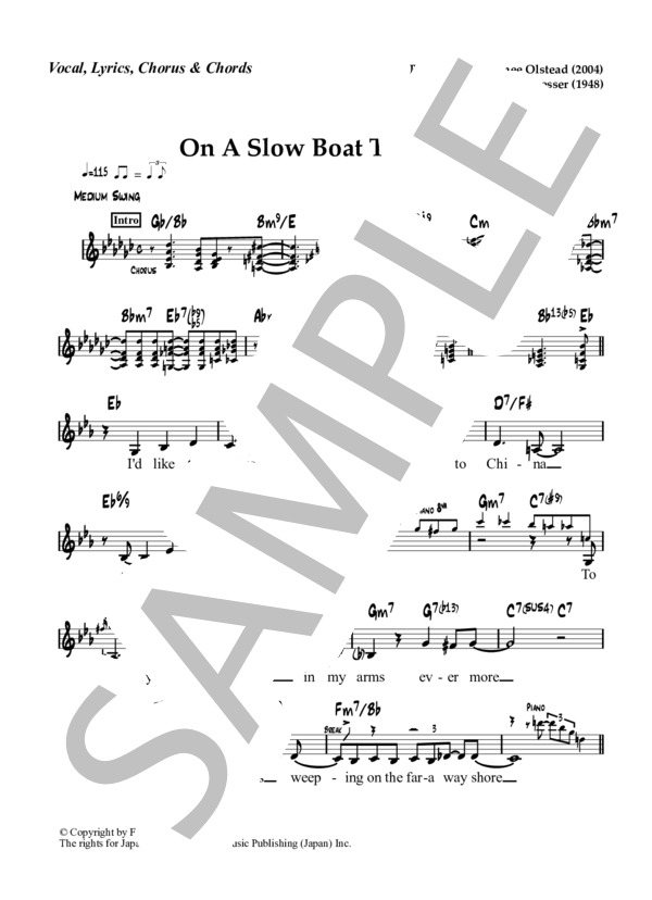 On A Slow Boat To China - Renee Olstead(歌詞付き歌メロ＆コード譜） (レネ・オルステッド) / ギター弾き語り その他 - サンプル譜面 1/4