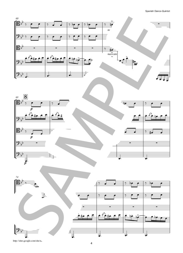 スペイン舞曲 トロンボーン・ユーフォニアム・テューバ5重奏 (モーリッツ・モシュコフスキ) / アンサンブル金管 中〜上級 - サンプル譜面 4/5