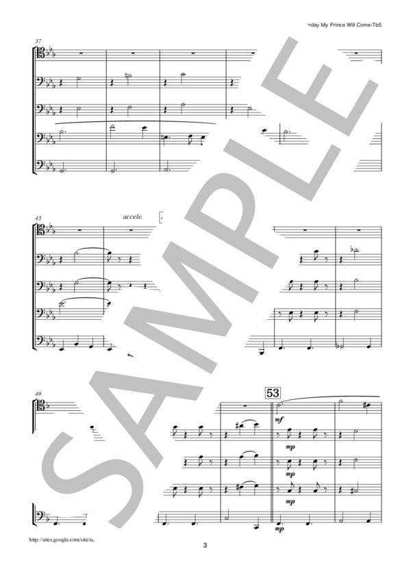 いつか王子様が トロンボーン5重奏 (フランク・チャーチル) / アンサンブル金管 初〜中級 - サンプル譜面 3/5