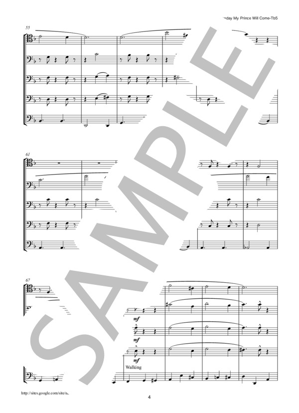 いつか王子様が トロンボーン5重奏 (フランク・チャーチル) / アンサンブル金管 初〜中級 - サンプル譜面 4/5