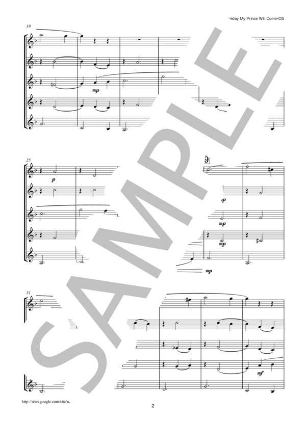 いつか王子様が クラリネット5重奏 (フランク・チャーチル) / アンサンブル木管 中級 - サンプル譜面 2/5