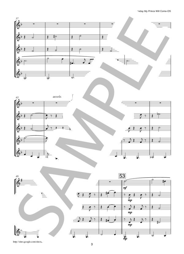 いつか王子様が クラリネット5重奏 (フランク・チャーチル) / アンサンブル木管 中級 - サンプル譜面 3/5