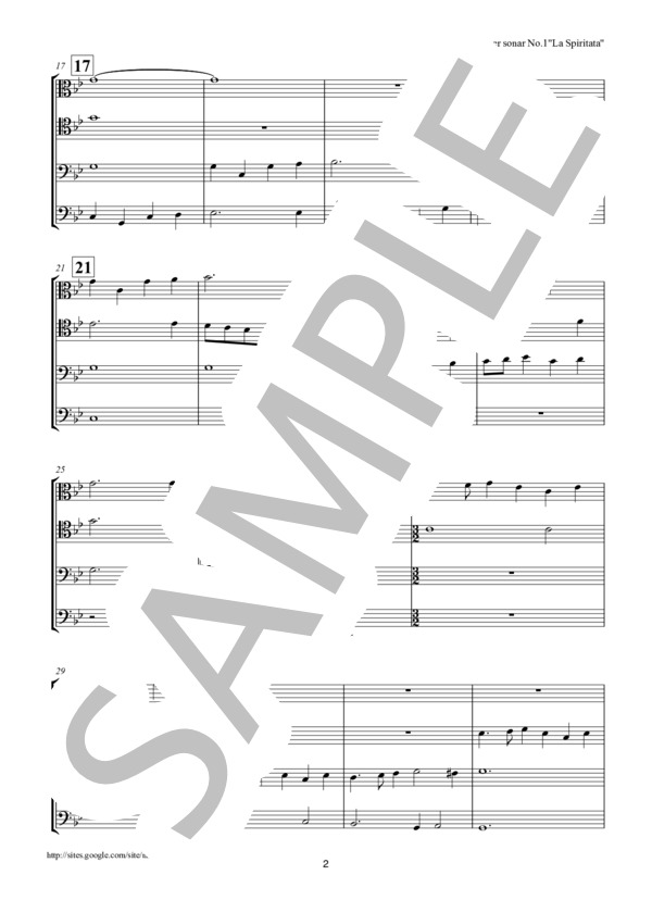 4声のソナールのためのカンツォーナ第1番「悪魔につかれた女」 トロンボーン4重奏 (ジョバンニ・ガブリエリ) / アンサンブル金管 中級 - サンプル譜面 2/5