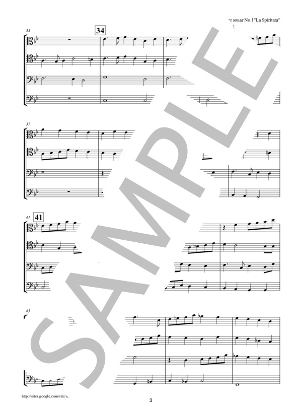 4声のソナールのためのカンツォーナ第1番「悪魔につかれた女」 トロンボーン4重奏 (ジョバンニ・ガブリエリ) / アンサンブル金管 中級 - サンプル譜面 3/5