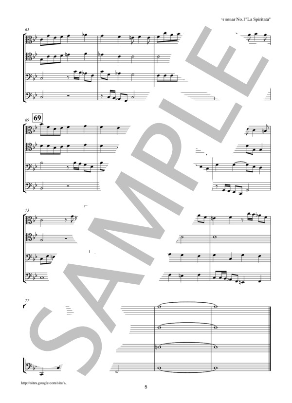 4声のソナールのためのカンツォーナ第1番「悪魔につかれた女」 トロンボーン4重奏 (ジョバンニ・ガブリエリ) / アンサンブル金管 中級 - サンプル譜面 5/5