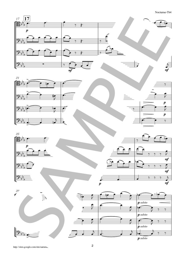 ノクターン（リムスキー・コルサコフ）トロンボーン4重奏 (ニコライ・リムスキー=コルサコフ) / その他 - サンプル譜面 2/5