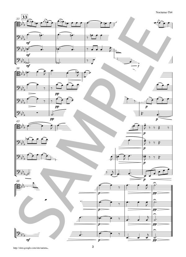 ノクターン（リムスキー・コルサコフ）トロンボーン4重奏 (ニコライ・リムスキー=コルサコフ) / その他 - サンプル譜面 3/5