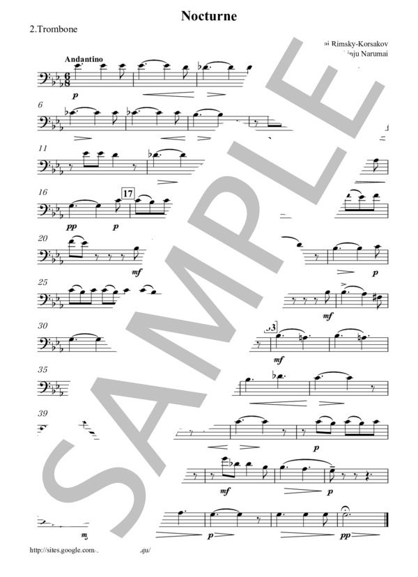 ノクターン（リムスキー・コルサコフ）トロンボーン4重奏 (ニコライ・リムスキー=コルサコフ) / その他 - サンプル譜面 5/5