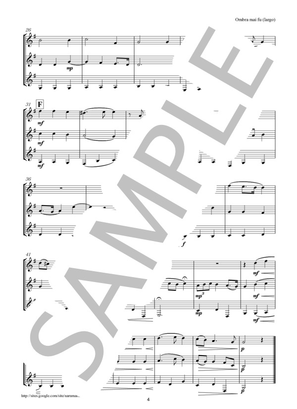 「私を泣かせてください」「オンブラマイフ」ホルン3重奏 (ゲオルグ・フリードリヒ・ヘンデル) / その他 - サンプル譜面 4/5