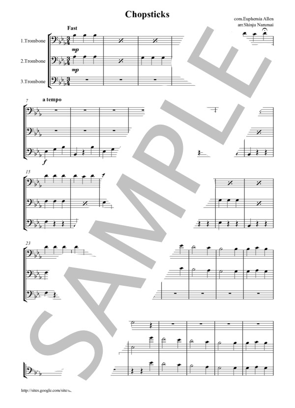 チョップスティック トロンボーン3重奏 (EUPHEMIA ALLEN) / その他 - サンプル譜面 1/5