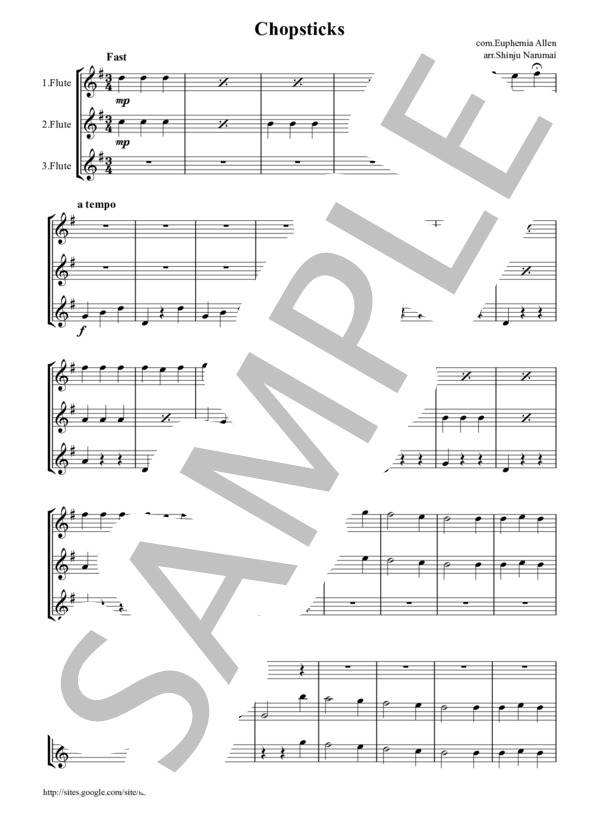 チョップスティック フルート3重奏 (EUPHEMIA ALLEN) / その他 - サンプル譜面 1/5