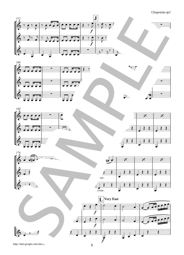 楽譜 チョップスティック トランペット3重奏 Euphemia Allen トランペット その他 Piascore 楽譜ストア