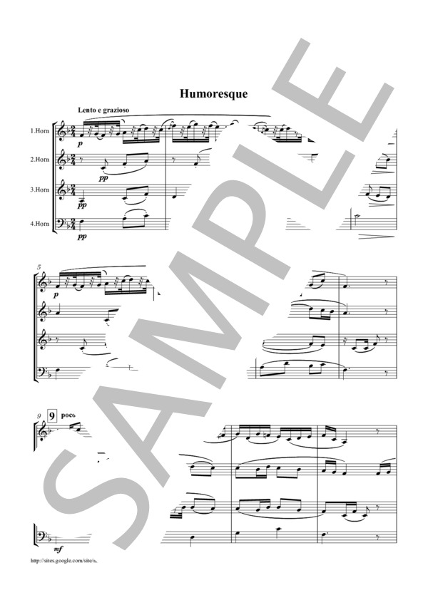 ユーモレスク ホルン4重奏 (アントニン・ドヴォルザーク) / その他 - サンプル譜面 1/5