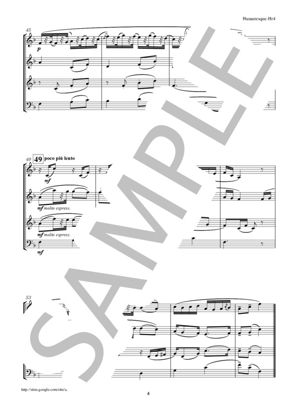 ユーモレスク ホルン4重奏 (アントニン・ドヴォルザーク) / その他 - サンプル譜面 4/5